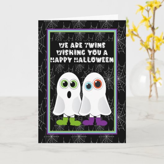 Twin Ghosts senden Halloween-Wünsche Karte (Gelbe Blume)