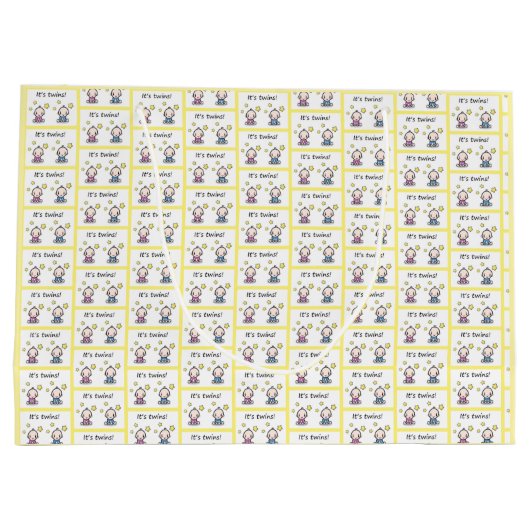 Twin Gift Wrap, speziell für Mädchen & Jungen Twin Große Geschenktüte (Rückseite)