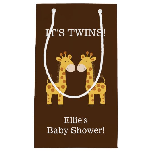Twin Giraffen Twins Baby Dusche Custom Geschenktas Kleine Geschenktüte (Vorderseite)
