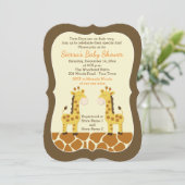 Twin Giraffes Baby Shower Einladung Die Cut (Stehend Vorderseite)