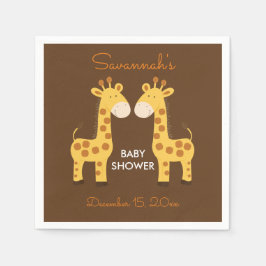Twin Giraffes Baby Shower Napkin Serviette