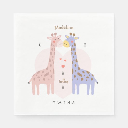 Twin Giraffes Baby Shower Napkins Serviette (Vorderseite)
