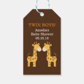 Twin Giraffes Baby Shower Tag Geschenkanhänger (Vorderseite)