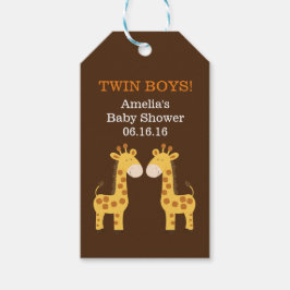 Twin Giraffes Baby Shower Tag Geschenkanhänger