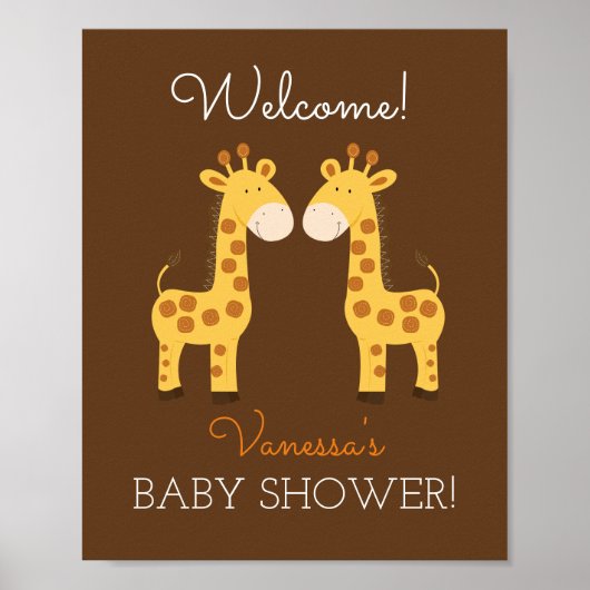 Twin Giraffes Twins Baby Duschunterschrift Poster (Vorne)