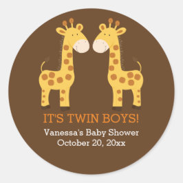 Twin Giraffes Twins Round Gevor Sticker