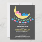 Twin Girl and Boy Teddy Bear Baby Shower Einladung (Vorderseite)