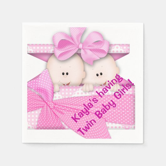 Twin Girl Baby Duschpapier Napkins Serviette (Vorderseite)