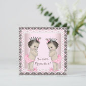 Twin Girl Baby Shower Einladung (Stehend Vorderseite)