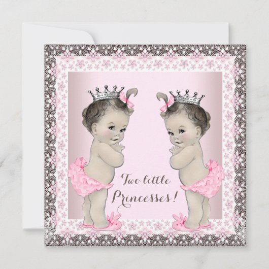 Twin Girl Baby Shower Einladung (Vorderseite)