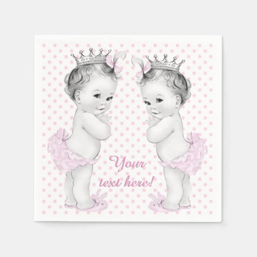 Twin Girl Baby Shower Serviette (Vorderseite)