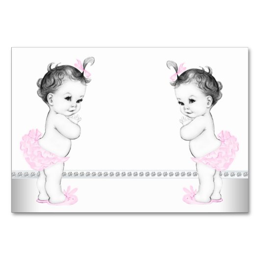 Twin Girl Baby Shower Tischnummer (Vorderseite)