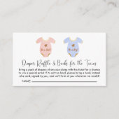 Twin Girl Boy Baby Duschkabine Windeln Raffle Büch Begleitkarte (Vorderseite)