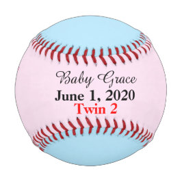 Twin Girl Boy Birth Stats Pink Blue Keepake Baseball