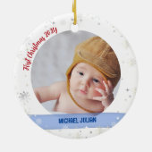 Twin Girl Boy Foto Godami First Christmas Baby Keramik Ornament (Hinten)