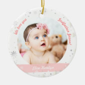 Twin Girl Boy Foto Godami First Christmas Baby Keramik Ornament (Vorne)