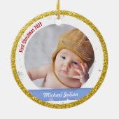 Twin Girl Boy Foto Godmutter First Christmas Baby Keramik Ornament (Hinten)