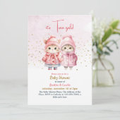 Twin Girl Cat Baby Shower Einladung (Stehend Vorderseite)