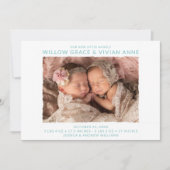 Twin Girl Foto Birth Ankündigung (Vorderseite)