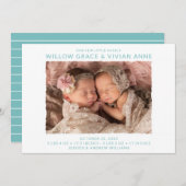 Twin Girl Foto Birth Ankündigung (Vorne/Hinten)