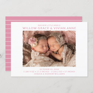Twin Girl Foto Birth Ankündigung