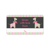 Twin Girl Giraffe Buchzeichen Adressaufkleber (Vorne)
