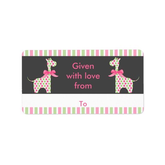 Twin Girl Giraffe Buchzeichen Adressaufkleber (Vorne)