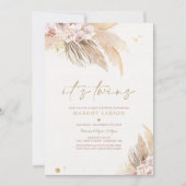 Twin Girl Pampas Grass Bohemisch Desert Baby Dusch Einladung (Vorderseite)