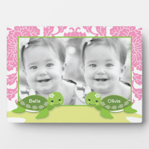 Twin Girl Turtles Foto Plaque Fotoplatte