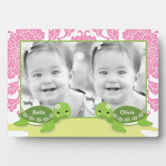Twin Girl Turtles Foto Plaque Fotoplatte (Vorderseite)