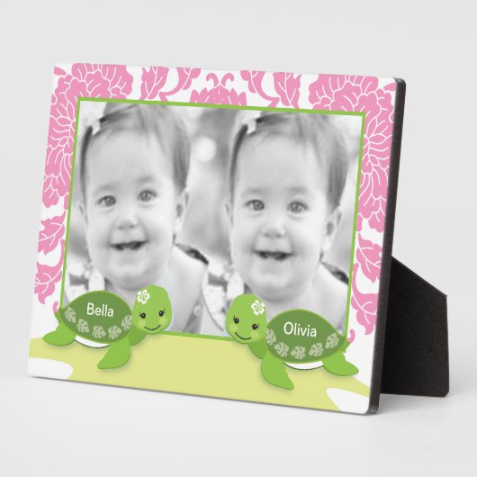 Twin Girl Turtles Foto Plaque Fotoplatte (Seite)