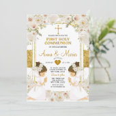 Twin Girl White Blume 1. Heilige Kommune Einladung (Stehend Vorderseite)