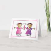 Twin Girls 1. Geburtstag Ethnic Sweet Personalisie Karte (Vorderseite)