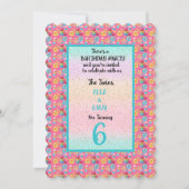 Twin Girls 6. Geburtstagsparty Einladung (Vorderseite)