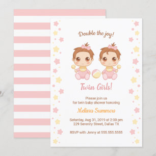 Twin Girls Baby Dusche Einladung