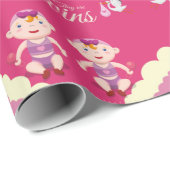 Twin Girls Baby Dusche Geschenkpapier (Rolleneckpunkt)