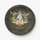 Twin Girls Baby Dusche Igel Adventure BOHO Art Pappteller (Vorderseite)