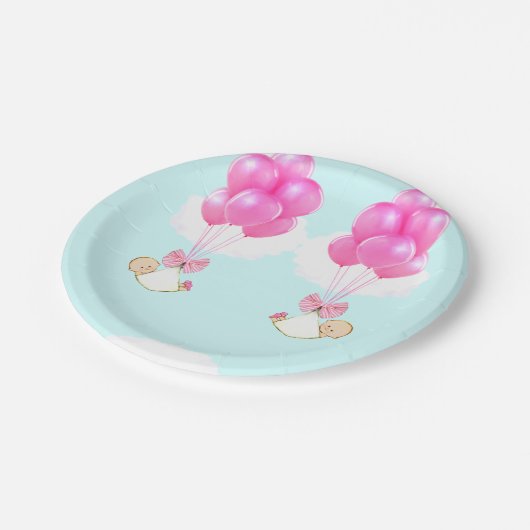 Twin Girls Baby Dusche Pappteller (Schrägansicht)