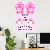 Twin Girls Baby Showbanner Poster (Heimbüro)