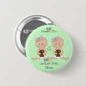 Twin Girls Baby Shower Button (Vorne & Hinten)