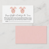 Twin Girls Baby Shower Diaper Raffle Book for Baby Begleitkarte (Vorne/Hinten)
