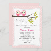 Twin Girls Baby Shower Einladung Pink (Vorne/Hinten)