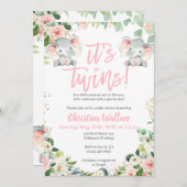 Twin Girls Baby Shower Einladungen mit Elefanten (Vorne/Hinten)