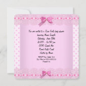 Twin Girls Baby Shower Pink Polka Dots Einladung (Rückseite)