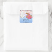 Twin Girls BH - Stork Baby Shower Gefallen Aufkleb Quadratischer Aufkleber (Tasche)