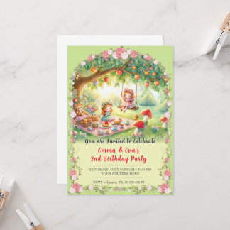 Twin girls birthday celebration einladung