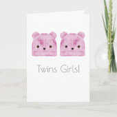 Twin Girls Boho Baby Glückwunschkarte Karte (Vorderseite)
