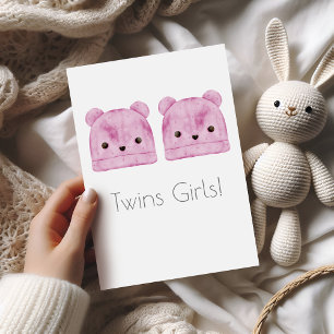 Twin Girls Boho Baby Glückwunschkarte Karte