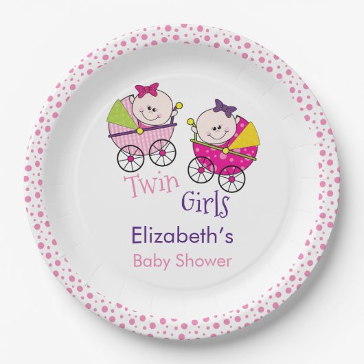 Twin Girls Carriage Baby Shooter Pappteller (Vorderseite)