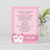 Twin Girls Cheers Milchflaschen Babydusche Einladung (Stehend Vorderseite)